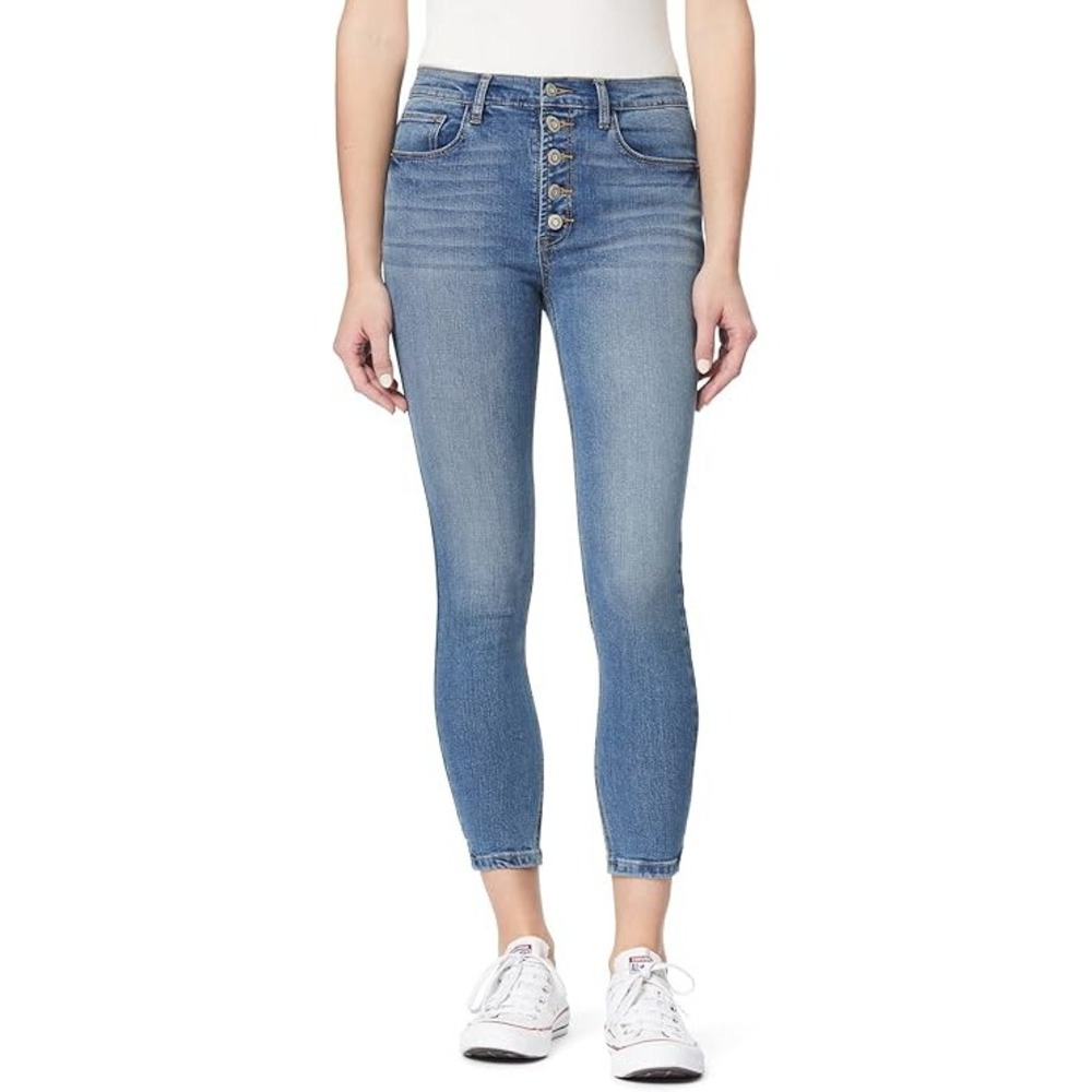 Kensie Jeans Women 6 Pippa Blue New Kelsey High-Rise Skinny Button Fly Raw Hem